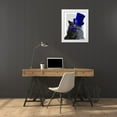 thumbnail image 3 of Fab Funky 12x14 White Modern Wood Framed Museum Art Print Titled - Grey Cat With Blue Top Hat and Blue Moustache, 3 of 4