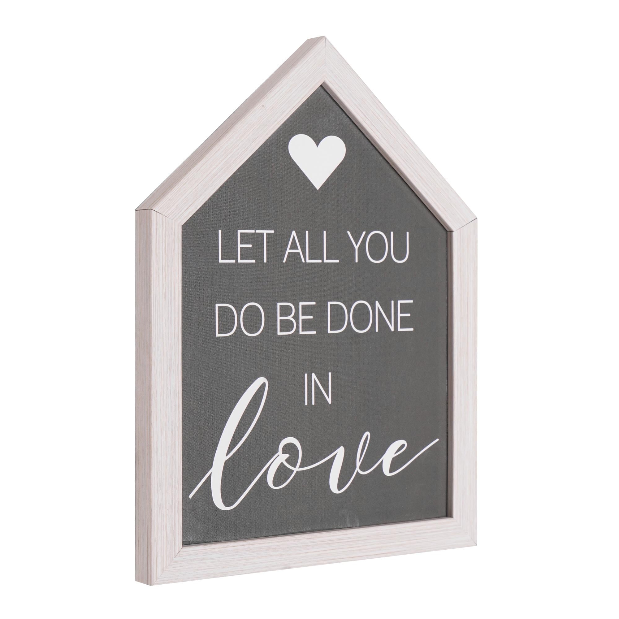 (2 pack) Crystal Art Gallery Be Done in Love Typographic House-Shaped Framed Wall Plaque Art - 8" x 6"