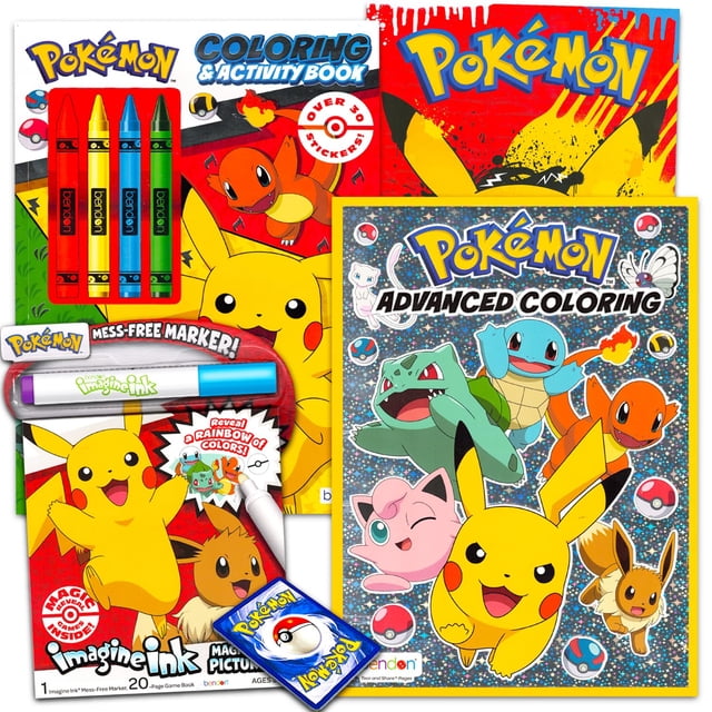 Paquete de libros para colorear Pokémon Kids de 4 a 8 años con póster y tarjetas