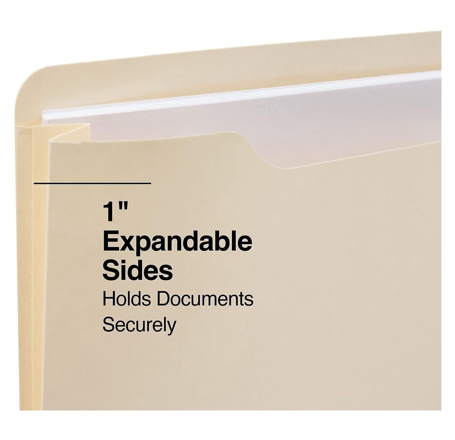 File Folders 1 Inch Expandable, Letter Size Manila Folders 50 Pack - Home, Office & School Document Organizer, Reinforced Tabs for Easy Labeling, Project & Record Keeping