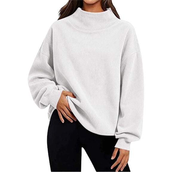 Vrorvz Mock Neck Sweatshirts for Women Long Sleeve Sweatshirt Oversized Pullover Fall Outfits Fashion Top