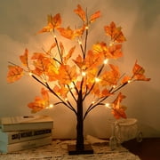 TheirNear Artificial Fall Lighted Maple Tree 24 LED Thanksgiving Decorations Table Lights Battery Operated for Wedding Party Gifts Indoor Outdoor Autumn Harvest Home Decor