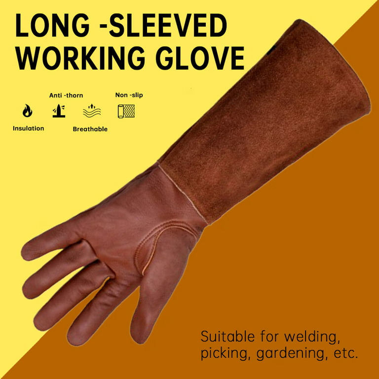 Leather Work Gloves for Gardening/Cutting/Construction/Motorcycle/Farm, Men  & Women, Cowhide Work Gloves (Large)