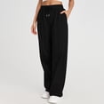 thumbnail image 7 of Huowey Wide Leg Sweatpants For Women Baggy Low Rise Joggers Pants With Pocket Drawstring Casual Daily Trendy Gym Athletic Bottoms,Black,L, 7 of 7