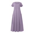 thumbnail image 4 of CHOK Robe Maxi pour Femmes Été Coton Lin Robe Débardeur Manches Courtes Col Rond Ample Longue Fluide avec Poches, 4 of 6