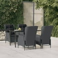 thumbnail image 1 of vidaXL 5 Piece Garden Dining Set Dark Grey Poly Rattan, 1 of 5