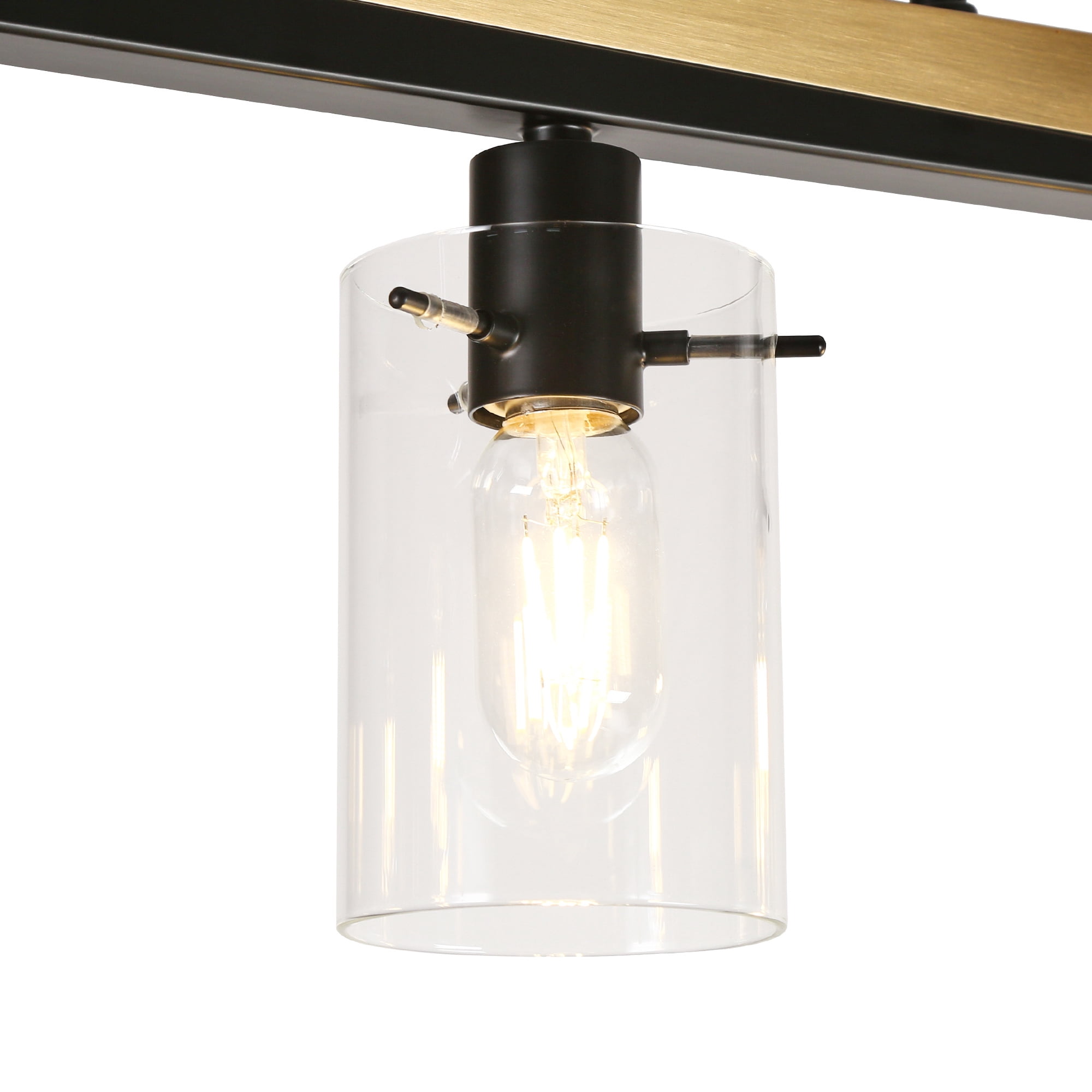 LNC 5-Light Black and Gold Large Linear Pendant with Clear Glass for Kitchen Island