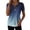 #0034-Blue, variant on Uootdi Womens Tops Quarter Zip V Neck Slim Fit Short Sleeve Stretchy Lightweight Blouses Basic Tees Evening Chic Outfit Gift