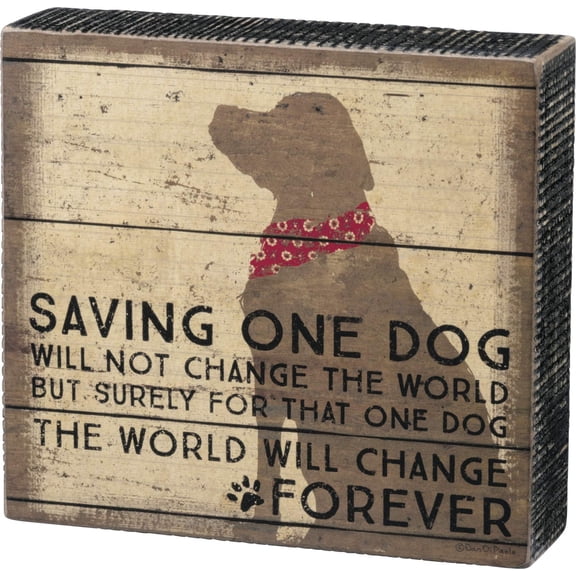 Primitives by Kathy Distressed Box Sign, 6.5"L x 6"W, One Dog