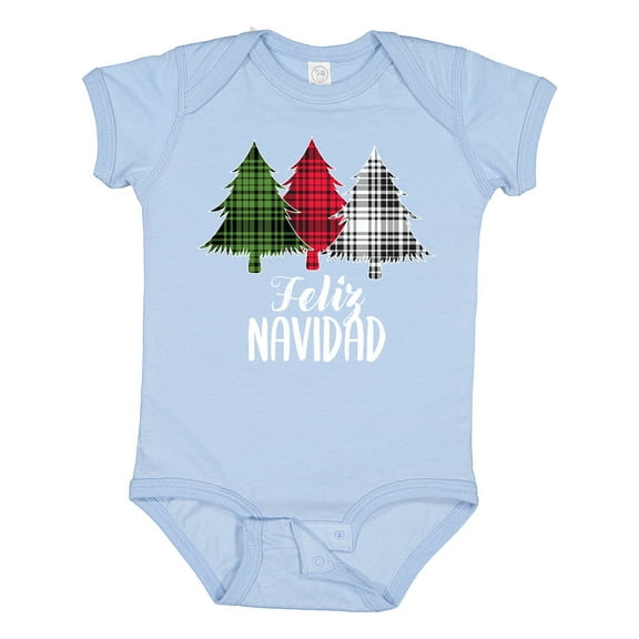Inktastic Feliz Navidad Plaid Trees Boys or Girls Baby Bodysuit