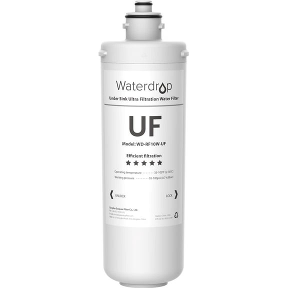 Waterdrop RF10W-UF 0.01 Micron Water Filter, NSF/ANSI 42 Certified, 8K Gallons High Capacity, Replacement for Waterdrop Under Sink Water Filtration System, White