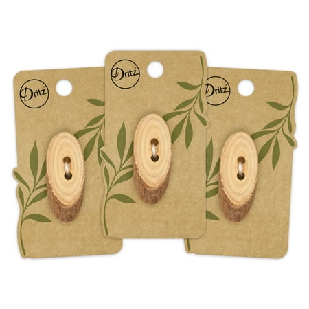 UPC: 0072879308518 | Dritz Sustainable Wood Grain Oval Button  50mm  Light Brown  3 Pack