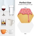 thumbnail image 6 of Naloa Pink Ice Cream Leather Coasters for Drinks, Durable Drink Coasters 4 Set for Tabletop Protection, Luxurious Home Décor and Housewarming Gift ( {designName})Hexagon, 6 of 6
