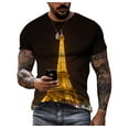 thumbnail image 1 of French Eiffel Tower Commemorative T-shirt Men's Summer Personality Short-sleeved 3D Three-dimensional Printing Retro O-neck Top, 1 of 5