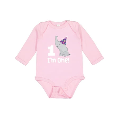 

Inktastic Babys 1st Birthday Elephant Zoo Animal Gift Baby Boy or Baby Girl Long Sleeve Bodysuit