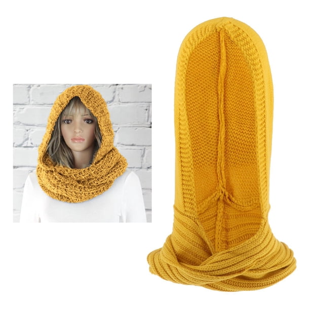 Bufanda con capucha Macarena mujer chica bufanda de punto cálida y cómoda talla única se adapta a la mayoría Amarillo