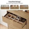 thumbnail image 6 of Modern Wooden 5 Drawer Dresser with Vintage Pattern Design, Tall Dresser for Closet, Chest Dresser with Deep Drawers for Bedroom, Living Room and Entryway, Black and White, 6 of 8