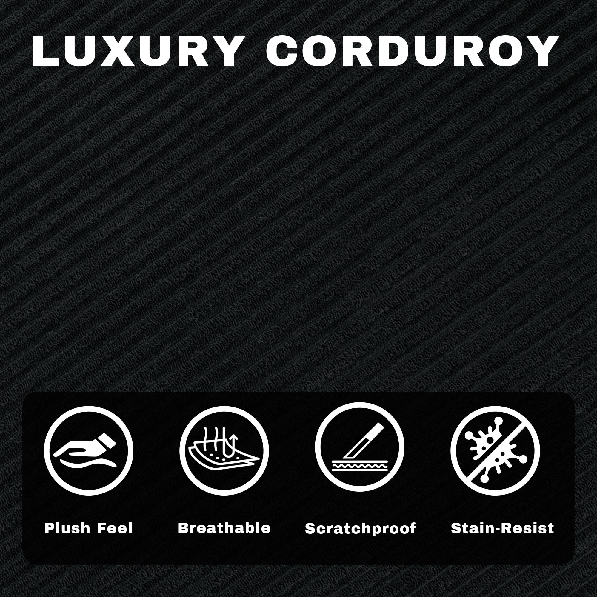 GAOHAPY 80" Convertible Sleeper Sofa Bed, Corduroy Foldable Futon Couch with Pillows, No Assembly Sofa Couch for Living Room Small Spaces Apartment,Black
