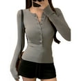 thumbnail image 1 of Xuyuer Women's Solid Color Waist Cinching Slim V-neck Long Sleeve Shirt, Tailored Blouse for Professional Attire, Formal Events and Flattering Office Wear, 1 of 5