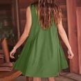 thumbnail image 4 of Penkiiy Robe Courte Sans Manches à Col en V pour Femme, Ample, d'Été, Plissée, Évasée, Fluide, Robe Soleil, TG, Vert, 4 of 7