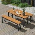 thumbnail image 4 of Gymax Patio Folding Picnic Table Acacia Wood Dining Table w/ Metal Frame, 4 of 10