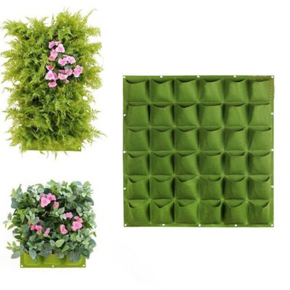Fufafayo Vertical Garden Wall Planter, 36 Pocket Hanging Plants Bag, Living Wall Planter for Indoor, Herb Garden Wall Pocket, Strawberry Planter for Balcony, Green Wall Planting Bag