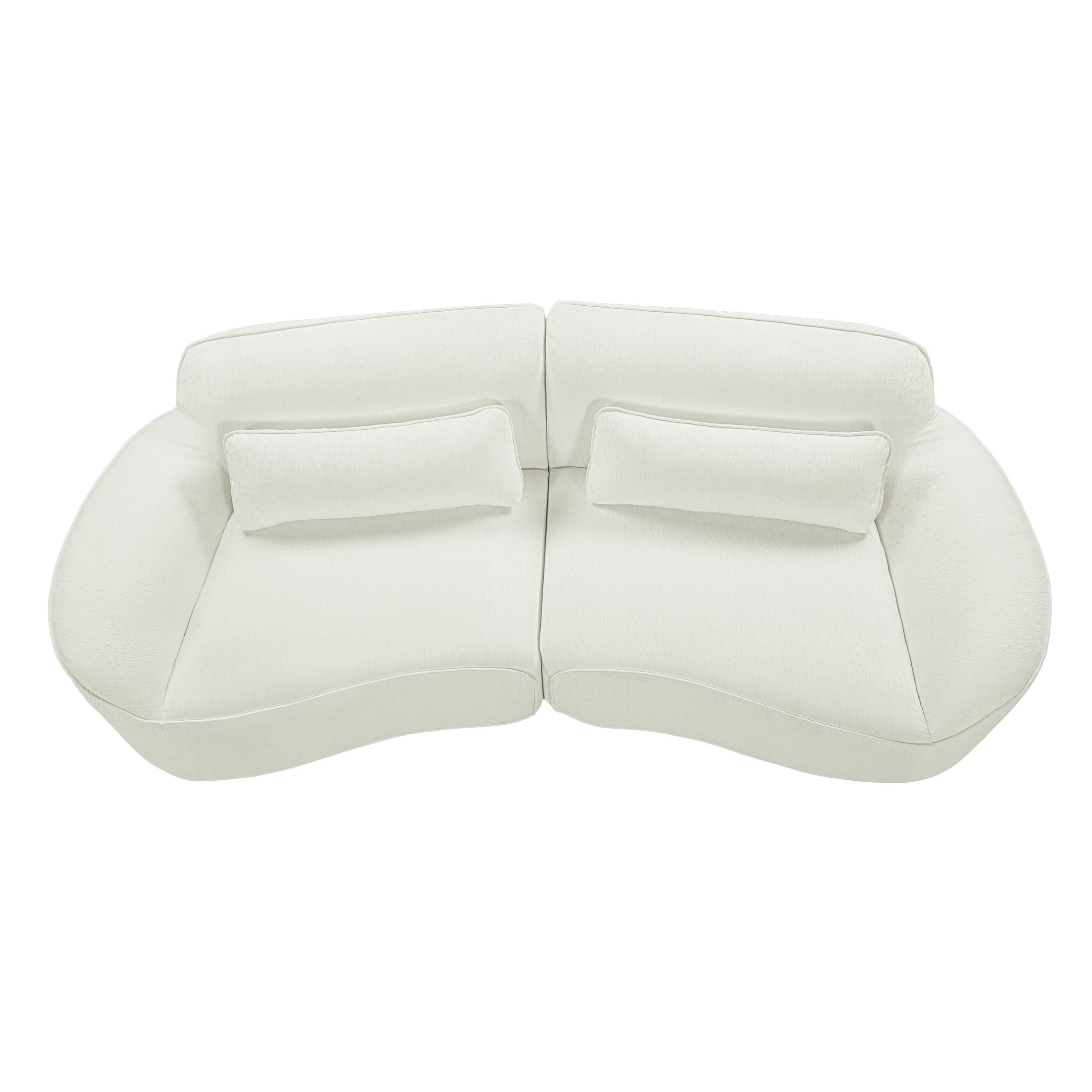 Christopher Knight Home 95" Modern Upholstered Curved Compressed Sectional Sofa with Pillows, Beige