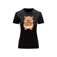 thumbnail image 2 of Playera Blusa De Capybara Comiendo Pretzel Ropa Divertida Para Mujer Capibara Color Negro Talla Grande Marca Emil SaEs, 2 of 4