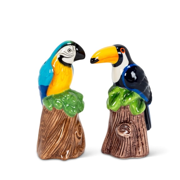 Abbott Collection Toucan & Parrot Salt & Pepper-4.5"H, 4.5 inches high, Toucan and Parrot