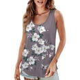 thumbnail image 1 of Charmgo Débardeurs pour Femmes Tendance 2025 Chic Col Rond Manches Courtes Chemises Imprimé 2D Décontracté Ample Tunique Sans Manches Hauts d'Été pour Femmes Gris L, 1 of 7