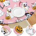 thumbnail image 4 of 44in Pink Ghost Round Halloween Tablecloth with Elastic Edge, Fitted Table Cover for 36-44" Tables, Polyester Reusable Table Cloths Wipe Clean for Picnic, Dining, Outdoor Use and Party Decor, 4 of 7