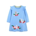thumbnail image 2 of Bellafa Toddler Girl Long Sleeve Dress Stripe Flower Christmas Easter Cotton Casual Tunic Playwear Basic Shirt Party Dresses, 2 of 8
