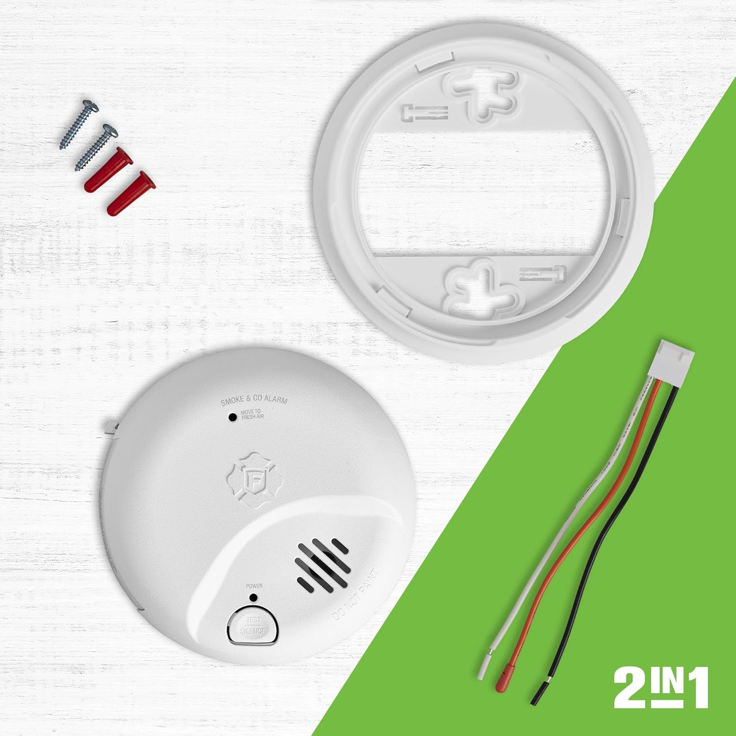 First Alert BRK, SMICO105-AC, Interconnect Hardwire Combination Smoke & Carbon Monoxide Alarm with 10-Year Battery Backup, 3-Pack
