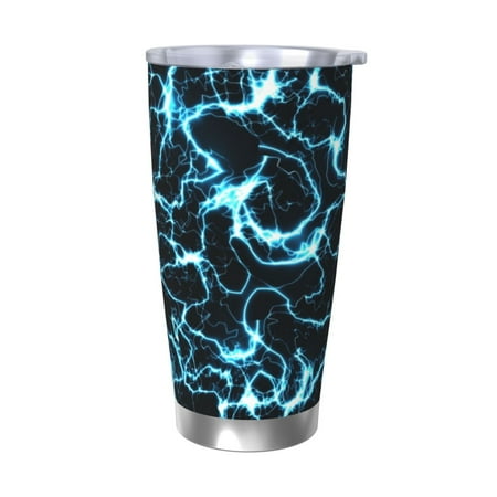 

Qekee Lightning Print 20OZ Car Cup Stainless Steel Vacuum Insulated Tumbler Tumbler Cup With Lid And Straw Travel Coffee Mug-Without Straw