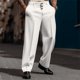 thumbnail image 4 of Pantalones de traje rectos lisos de tres botones para hombre - Informal de negocios, tejido compuesto Fledge, ocasiones formales, 4 of 8