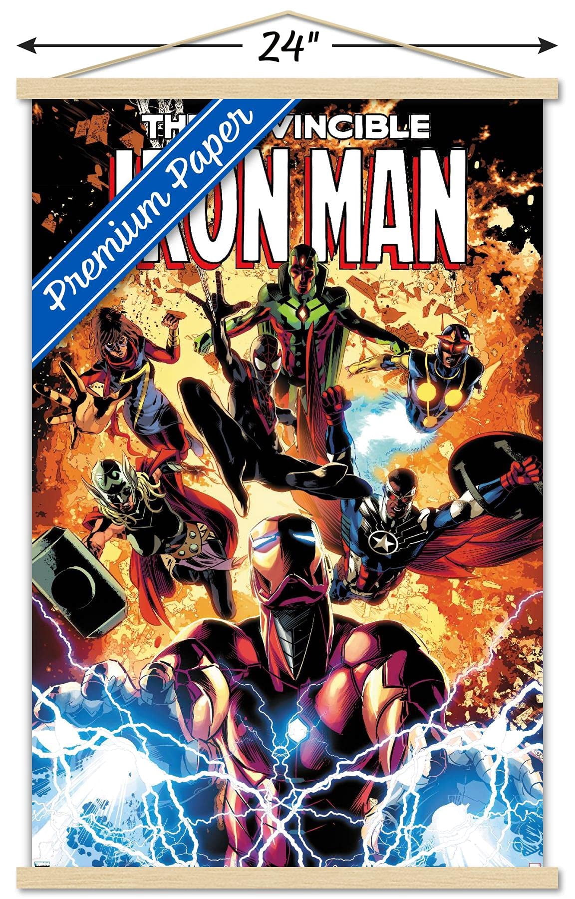 Marvel Comics - Iron Man - InVincible Iron Man #11 Wall Poster with Wooden Magnetic Frame, 22.375" x 34"