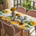 thumbnail image 3 of Yellow Sunflowers Table Cloths for 6 Foot Rectangle Tables, Daisy Bees Elegant Pastoral Floral Patio Waterproof Elastic Fitted Tablecloths, Washable Rectangular Table Cover for Camping, 3 of 8