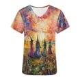 thumbnail image 4 of SwiftWear Halloween Witch Print Scrubs Tops for Women Nursing Scrubs Work Uniform V Neck Short Sleeve Nurse Scrub with Pockets M, 4 of 5