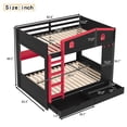 thumbnail image 4 of [Luckynote]Queen over Queen Bunk Bed with Storage Drawers and Shelves, Solid Wood Bunk Beds with hooks, No Box Spring Needed, Black&Red, 4 of 12