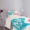 thumbnail image 3 of Ambesonne Lettering Quilted Bedspread Set 2 Pcs, Vintage Grunge Phrases, Twin Size, White Teal Pink, 3 of 5