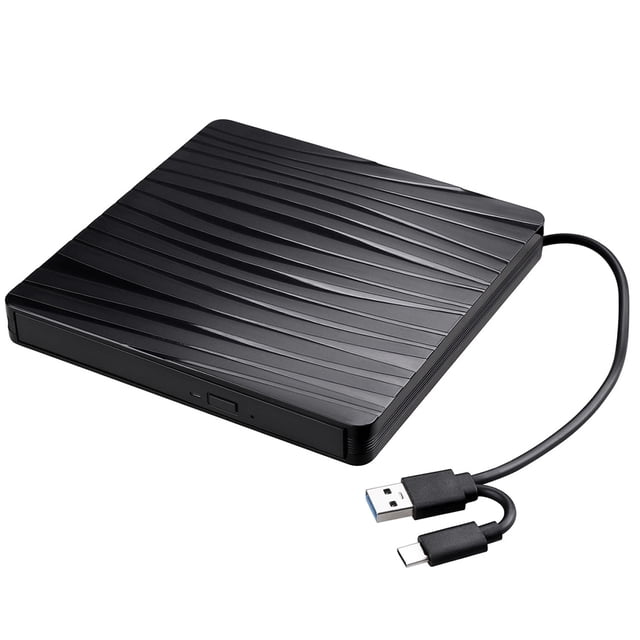 Amdohai USB3.0+Type-C Dual-port Portable External Optical Drive /DVD Player Ultra-thin External DVD-ROM Drive for Windows/ OS
