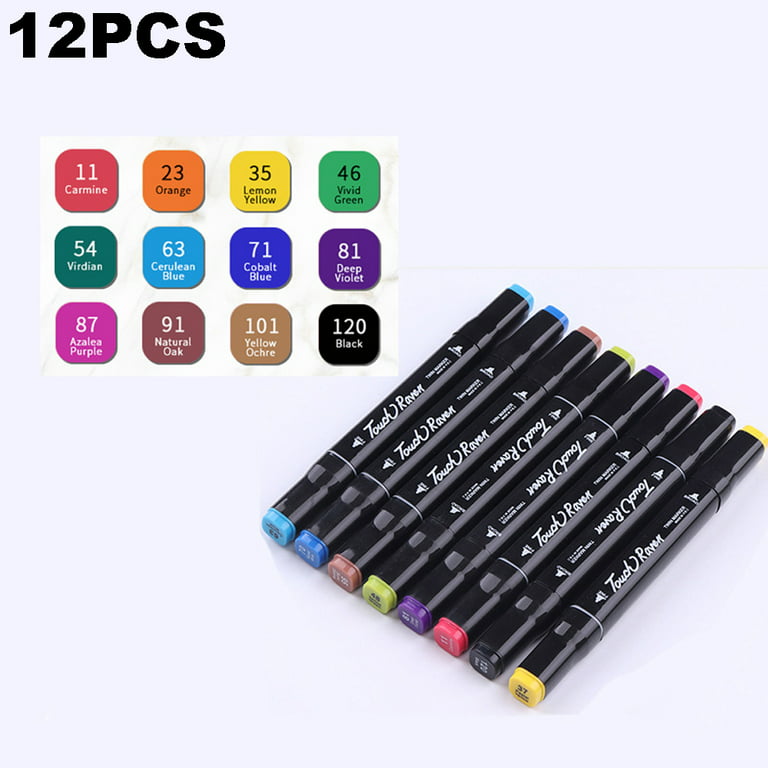 Professional Markers Two Tips 6mm Thick 1mm Fine 12pcs, Size: 12 Colors, Other