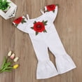 thumbnail image 6 of Douhoow 1-5 Y Girls Flower Romper Toddler Summer Embroidery Sleeveless Jumpsuit Bell-bottomed Pants, 6 of 9