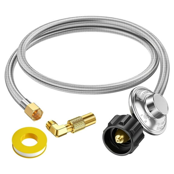 5FT Propane Adapter Hose with Regulator to 5-40lb Propane Tanks, QCC1 to 3/8 Female Flare Nut & Adapter for Blackstone Griddle 17/22'', Heater,Weber Grill Conversion Kit Replacement