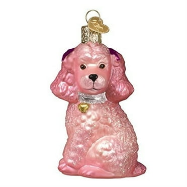 Old World Christmas Glass Blown Christmas Ornament For Christmas Tree, Pink Poodle
