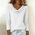 thumbnail image 5 of LNWUY Women's Cotton Linen Shirt Cowl Blouses Summer Beach Pullover Dressy Lightweight Oversized Tops Spring Summer Outfits White XL, 5 of 8