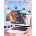 thumbnail image 6 of 15.6" FHD Gaming Laptop, 8 Cores AMD Ryzen 7 Pro 6850U 32GB LPDDR5 RAM 1TB SSD (Beat i7-1360P Up to 4.7GHz) AMD Radeon 680M GPU IPS FHD Computer with 100W Type-C Backlit Keyboard Fingerprint RoseGold, 6 of 7