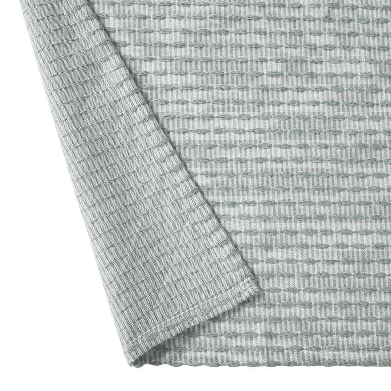 Fabric Shower Curtain with Green and White Pinstripe photo 4