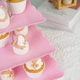 thumbnail image 4 of Balsa Circle Pink 3 Tiers Plastic 13" Cupcake Holder Square Dessert Stand, 4 of 8