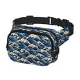 thumbnail image 2 of Fuzoiu Japanese Water Wave Print Unisex Square Double Layer Waist Bag,Crossbody Fanny Pack Travel Workout Accessory, 2 of 9